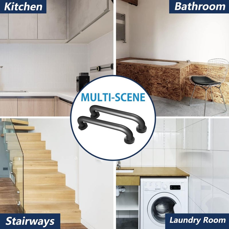 Conwithna Safety Handle Bar Iron Outdoor Deck Rail Banister Bath Shower Indoor & Outdoor Deck Hand Rail 500LBS Load Capacity Wall Mount Stainless Steel 2 Pack - Image 5
